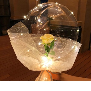 Led Lichtgevende Ballon Rose Boeket Transparante Bobo Bal Rose Valentines Dag Verjaardagscadeau Party Bruiloft Decoratie Gift Ballonnen