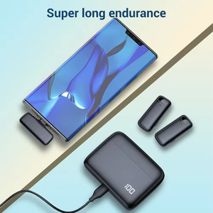 Không dây Lavalier <span class=keywords><strong>Microphone</strong></span> 80h Tuổi thọ pin tiếng ồn hủy bỏ đối với <span class=keywords><strong>iPhone</strong></span> iPad Android 164ft phạm vi C sạc trường hợp bao gồm - Product Image 3