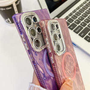 Funda de Lujo con Diseño de Arrugas Láser para Samsung Galaxy S25, S24 Ultra, S24FE, Papel de Aluminio, Carga Inalámbrica, Cubierta Magnética para Chicas - Product Image 5