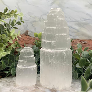 Wholesale Natural Healing <b>Crystal</b> Charger Tower Lamp <b>Crafts</b> Lamp Carvings Selenite Tower for Collection - Product Image 6
