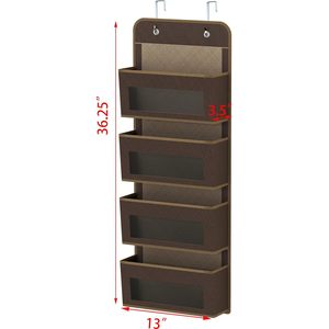 Organizador de Almacenamiento para Colgar en la Puerta con 4 Bolsillos, Tela Marrón, Organizador Colgante para Armario de Productos para Bebés - Product Image 2