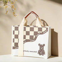 Sac fourre-tout en toile à motif diamant vintage, grande capacité, sac à main pour le shopping avec poignée en similicuir, pour la promotion des magasins de beauté