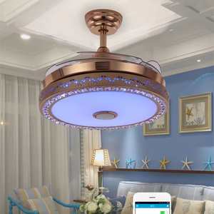 Ventilateur de plafond RGB avec lumière et haut-parleur - Ventilateur de plafond musical à 7 couleurs réglables avec télécommande pour chambre à coucher et salon - Product Image 3