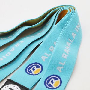 Cordons de cou élastiques personnalisés avec patch en PU et mousqueton, porte-clés, porte-badge pour employés d'entreprise - Product Image 3