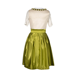 Elegante Vestido Dirndl Verde con Falda de Satén Bordada y Corsé con Cordones, Traje Folclórico Tradicional para Fiestas y Celebraciones - Product Image 4