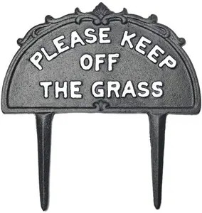 Vintage Classic Cast Iron Please Keep Off The Grass Garden Sign Warning Sign Stakes Decoration for Garden Park Lawn Yard