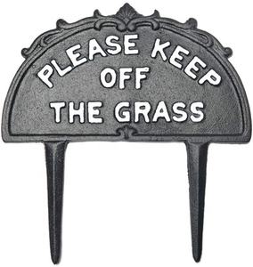 Vintage Classic Cast Iron Please <strong>Keep</strong> <strong>Off</strong> <strong>the</strong> <strong>Grass</strong> Garden <strong>Sign</strong> Warning <strong>Sign</strong> Stakes Decoration for Garden Park Lawn Yard - Product Image 1