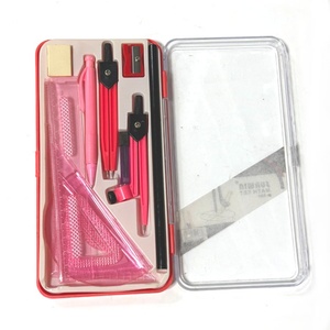 Juego de Reglas y Compás de 11 Piezas en Azul, Rosa y Verde, de Metal, para Estudiantes, Dibujo Técnico, Oficina, Material Escolar, Juego Matemático, Caja de Geometría - Product Image 5