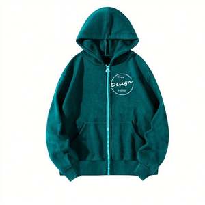 Sweat-shirt à fermeture éclair vintage imprimé numériquement pour l'hiver, en molleton bouclette, avec logo personnalisé, pour homme, effet délavé à l'acide, vente en gros - Product Image 4