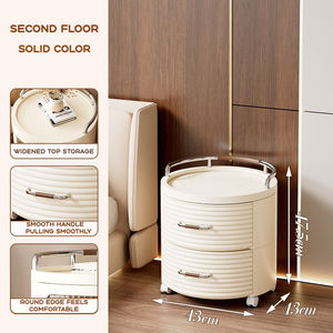 درج متعدد الطبقات نمط ضوء فاخر دسم البلاستيك السرير عربة الجدول مع عجلات - Product Image 5