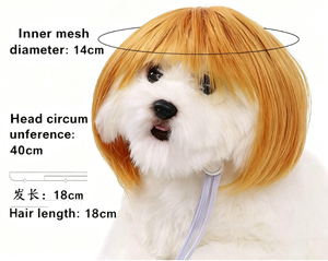 Perruques pour animaux de compagnie pour chiens chats-Perruque de fête de costume de Noël Halloween drôle avec de jolies coiffures droites bouclées - Product Image 6