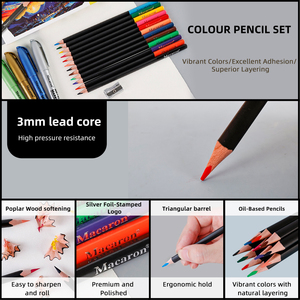 मैकरोन 16 पीसी कोला पेंसिल 3 मिमी कोर पेंसिल नरम पॉपलर लकड़ी स्केच पेंसिल कलाकार के लिए शार्पनर के साथ विशेष कोलार पेन - Product Image 5