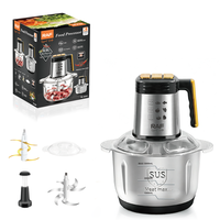 RAF R.3341 Pengolah Makanan 500W 10 in 1 5 L Mangkuk Kaca Mangkuk Stainless Steel 3 Kecepatan Multi Blade Chopper untuk Daging Sayuran Persiapan Makanan