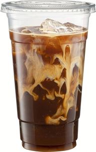 Gobelets jetables écologiques biodégradables en PS transparent de 16 oz avec logo personnalisé, imprimés UV, à paroi simple, avec couvercles, pour les cafés - Product Image 3