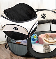 Parc de jeu octogonal pliable pour animaux de compagnie avec toit amovible en maille, cage portable pour chiens et chats, tente d'extérieur et d'intérieur, niche de mise bas