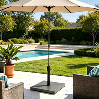 Base de parasol carrée en métal gris imitation marbre, résistante au vent, 45 lbs, 4 pieds réglables, pour terrasse extérieure, JH-Mech Custom.