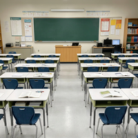 Meilleure vente : Bureau d'étudiant individuel moderne, durable et confortable, avec chaise en acier à trou unique, hauteur fixe et tiroir fermé, pour salle de classe