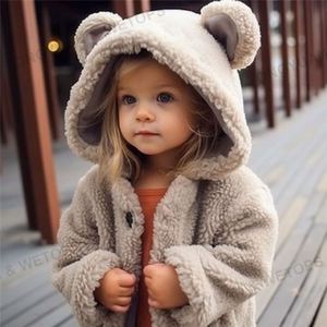 Vêtements personnalisés Vêtements pour filles Nouveaux vêtements pour bébés en fausse fourrure Vêtements pour enfants Vêtements d'extérieur pour enfants Ours en peluche Trench Coat Vestes - Product Image 6