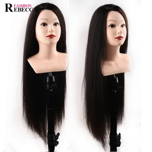 Rebecca 20 22 24 inch human hair training mannequin head with shoulders training head mannequin for hair dresser