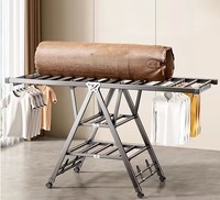Séchoir à linge pliable à double niveau en métal en forme d'aile, style vintage, séchoir à linge vertical avec installation facile
