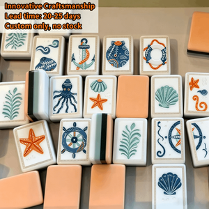 Juego de Mahjong Americano de Diseño Personalizado con Tema Oceánico, Color Naranja, Ecológico, Duradero, de Cuatro Capas, con Fichas de Acrílico Solara - Product Image 1
