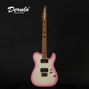 Derulo กีตาร์ไฟฟ้า OEM ที่กำหนดเอง6Strings กีตาร์ไฟฟ้าคุณภาพสูง TL ประเภท Flamed Maple Top 9Pice คอ Custombody