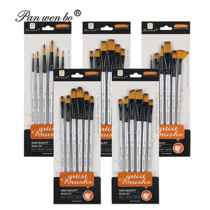 Panwenbo-Ensemble <span class=keywords><strong>de</strong></span> 6 pinceaux <span class=keywords><strong>de</strong></span> forme ronde en nylon pour peinture à l'huile et à l'aquarelle, 6 pièces - Product Image 2
