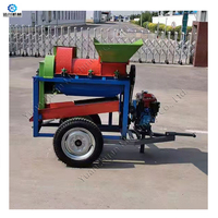 Batteuse multifonctionnelle à moteur diesel 3KW, haute efficacité, taux de battage de 98% pour maïs, blé, soja, riz, sorgho, millet
