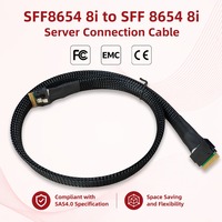 Câble de serveur SFF-8654 8i pour extension de stockage, débit de données 24 Gbit/s, interconnexion à ruban plat en cuivre étamé PCIe 4.0 16 Gbit/s
