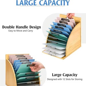 Wooden Document Organizer 8 Tier Desk <b>File</b> Rack Office Paper <b>Storage</b> Holder Rectangle Standing Type Multipurpose - Product Image 3