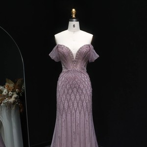 Váy dạ hội đuôi cá màu hồng phấn thanh lịch dành cho nữ, dự tiệc cưới, trang trọng, eo tự nhiên, thêu pha lê, phong cách Ả Rập Lsz003 - Product Image 5