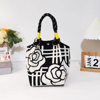 Sac fourre-tout tendance en polyester tricoté grande capacité SUOLING pour femme, sac à lunch dessin animé avec poignée, sac cadeau pour usage quotidien