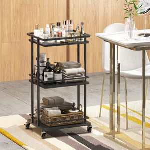 European-style family beverage cart, mobile gold dining cart, <b>sideboard</b>, tea cart, high-end small trolley, <b>storage</b> rack - Product Image 2