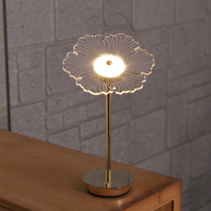 Modern Brass Flower Table Lamp LED Warm White E26 <b>Push</b> <b>Button</b> <b>Switch</b> Decorative Bedroom Light Middle Size Crystal Bell Shade - Product Image 6