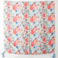 2025 printemps nouveau rose fleur imprimer coton écharpes châles femmes musulmanes doux grand 180*90CM coton sentiment écharpe Hijab avec gland