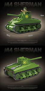 Quanguan 100272 la série de chars M4 de la Seconde Guerre mondiale Briques CAZ Soldats Soviétiques 75Tank Jouet de voiture pour garçons Ensembles de blocs de construction - Product Image 6