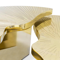 Table basse de style luxueux personnalisée - Table à thé combinée haute/basse avec gravure en acier inoxydable pour salon et villa