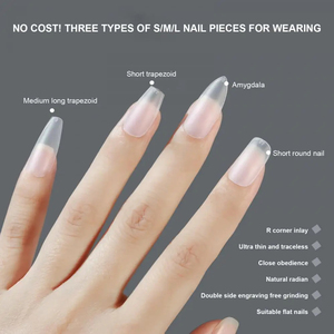 ZHI JIA 100 piezas/caja Puntas de <span class=keywords><strong>Uñas</strong></span> Postizas Transparentes Sin Rastro, Acabado Mate, Cobertura Completa, Forma Almendrada y Ataúd, Acrílicas - Product Image 2