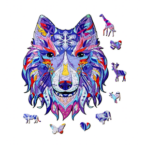 <span class=keywords><strong>Puzzle</strong></span> en bois Wincent Tête de loup Mandala Art Forme d'animal unique Kit de bricolage fantaisie Décoration intérieure Cadeau Adultes Enfants - Product Image 1
