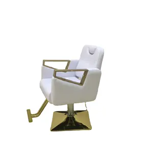 Reclining Salon Chair Tattoo Chair Hymanicure Table Black Fabric Beauty Salon Furniture Modern White and Gold Salon Furniture