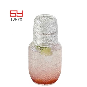 <strong>Machine</strong> Embossed Craft Glass Manufacturer Directly Wholesale Glass Bottle Coffee Milk <strong>Pitcher</strong> with Glass Cup Lid - Product Image 3