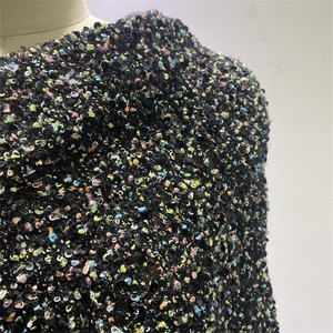 Popular Design Acrylic Polyester Woman Black Multi Color 66% Polyester Black Checkered Grey <strong>Tweed</strong> Fabric for Clothing - Product Image 3