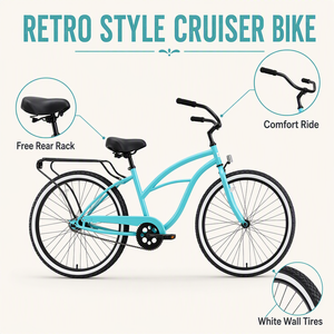 Vélo de plage Lowrider à une vitesse, 26 pouces, cadre en acier, vélo de ville pour adultes, frein à rétropédalage, à vendre - Product Image 3