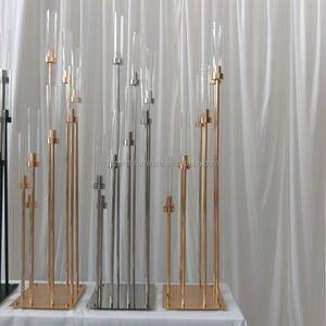 <span class=keywords><strong>Bougeoir</strong></span> en métal et verre à 8 bras de couleur personnalisée centre de table de mariage - Product Image 3