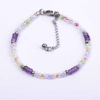 Bracelet en acier inoxydable avec perles d'eau douce et améthyste, couleur inspirée de Maillard, bijou polyvalent en perles de riz importées, vente en gros