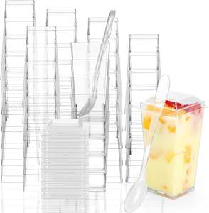 Gobelets à dessert en plastique MingYu Share de 3 oz, paquet de 50 ou 100, gobelets carrés en PS pour apéritifs - Product Image 1