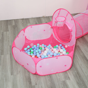 Carpa Infantil Rosa en Forma de Corazón, Juego de 3 Piezas con Túnel y Piscina de Pelotas para Jugar en Interiores, Edad 4-6 Años - Product Image 4