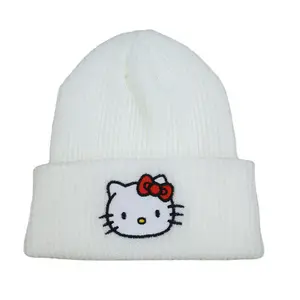 冬季小猫针织豆豆帽子缝线羊毛kuromi冬季秋季户外实心羊毛女孩可爱卡通保暖休闲情侣帽