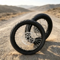 Ensemble de roues Supermoto KYZ 17 pouces entièrement noires, moyeu en alliage d'aluminium 7116-T6 à tirage droit avec pneus et pignon pour vélo électrique Sur-Ron Light Bee