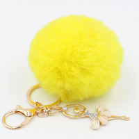 Porte-clés personnalisé en fourrure de lapin moelleuse de 3,1 pouces, avec grande boule de fille dansante tendance, cadeau de Noël pour fête